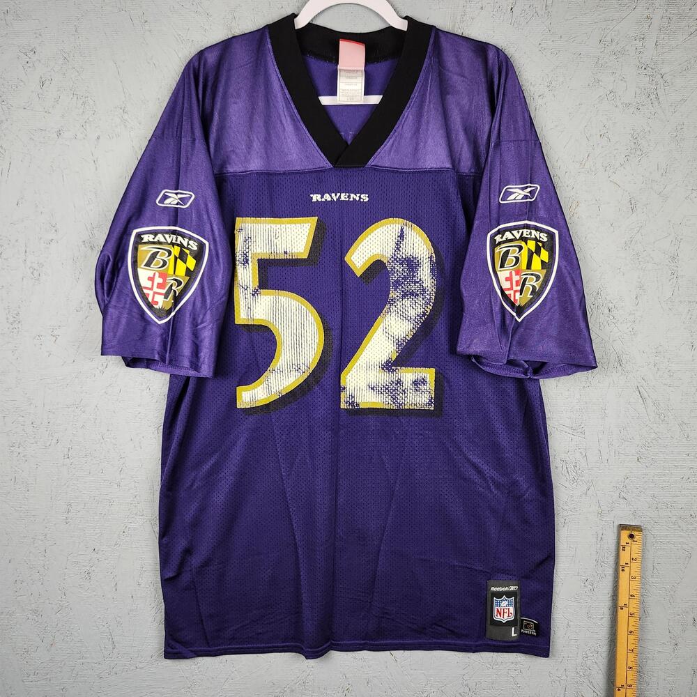 Vintage Baltimore Ravens Football Jersey Mens Large Purple Reebok 52 Ray Lewis